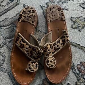 Jack Rogers Tan and Brown Leopard Sandals